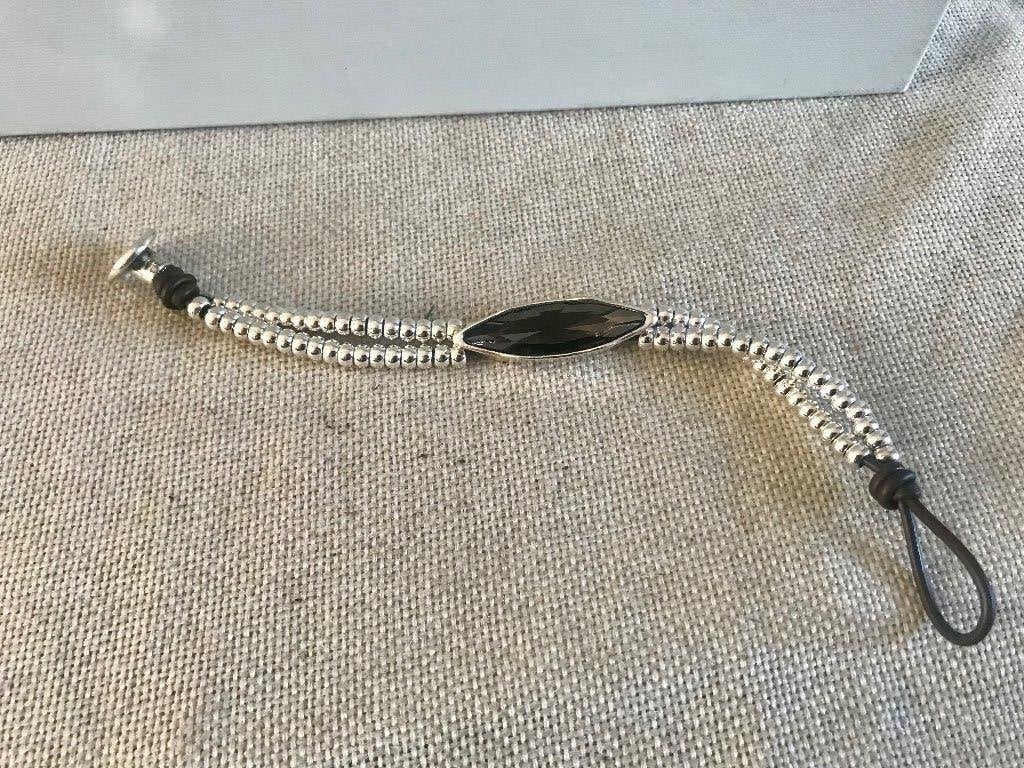 Zamak armband (121) zwart/grijs, Met kristal, Overige materialen, Nieuw, Ophalen of Verzenden