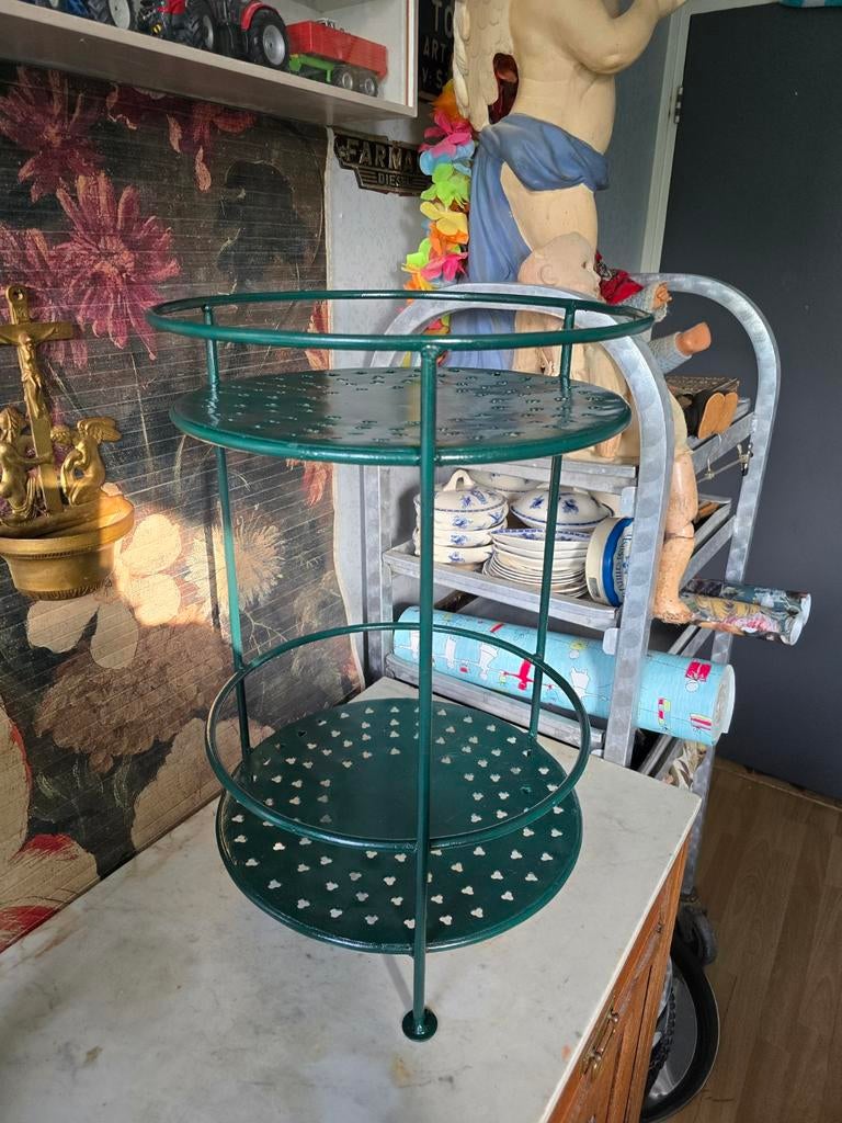 Groen ijzeren tafel etagere, Ophalen, Gebruikt