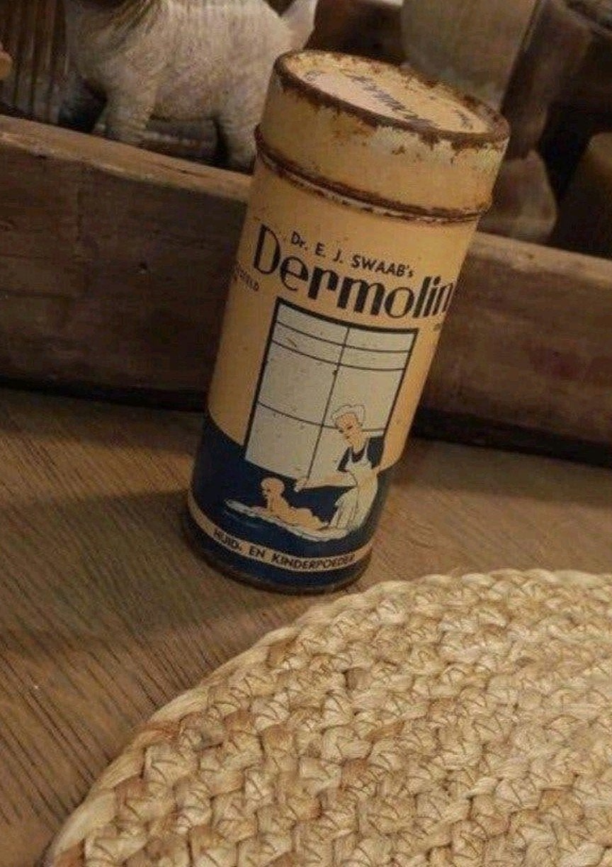 OUD BLIKJE DR SWAAB's dermolin  HUID / kinder POEDER, Ophalen of Verzenden, Gebruikt, Overige, Overige merken