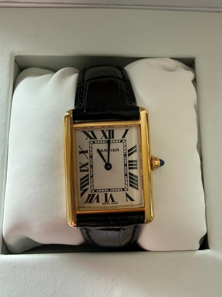 Cartier Tank Louis Medium, Ophalen of Verzenden, Zo goed als nieuw, Leer, Overige merken