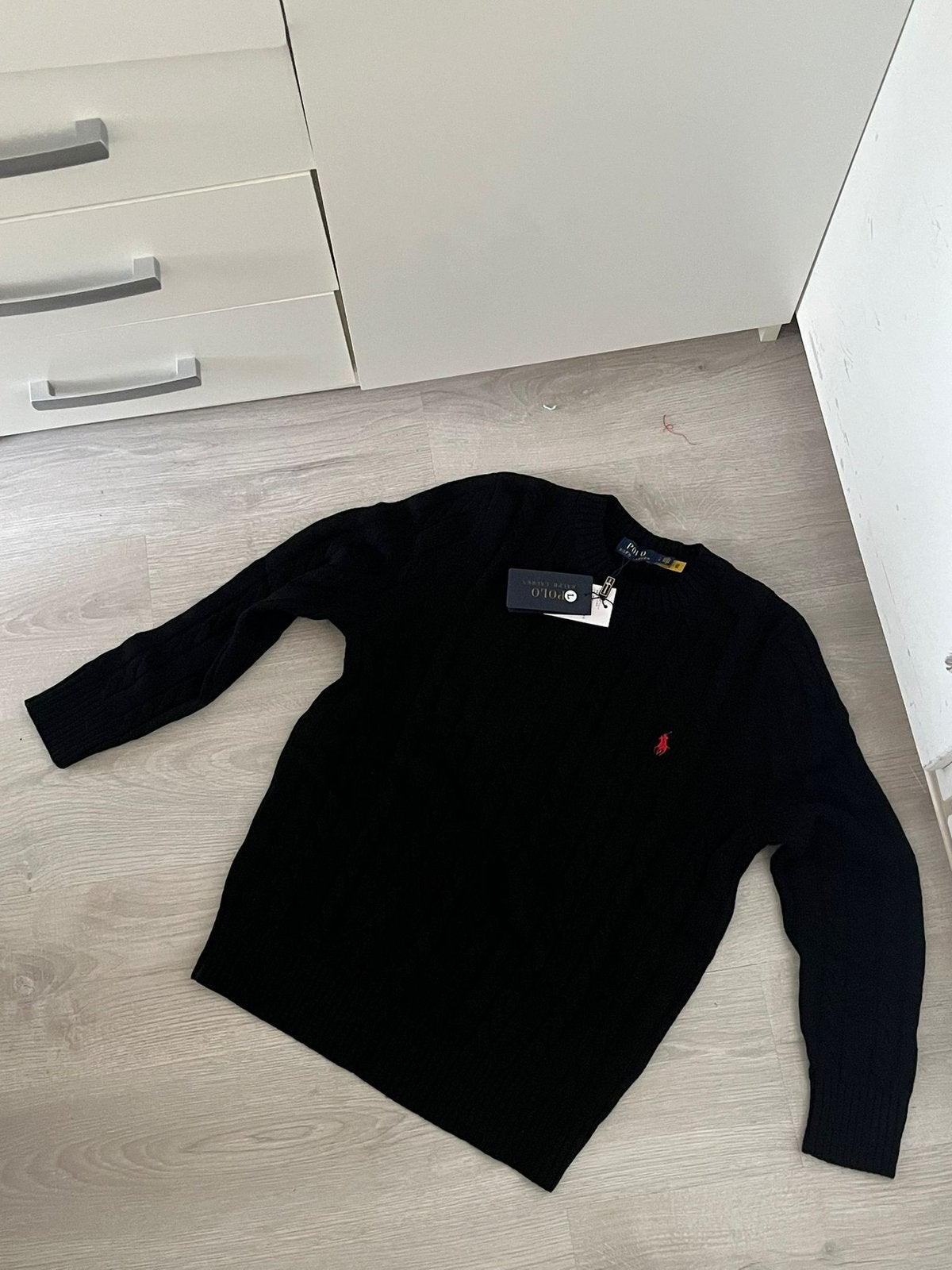 Ralph Lauren Kabeltrui - Zwart - L, Ophalen of Verzenden, Zo goed als nieuw, Zwart