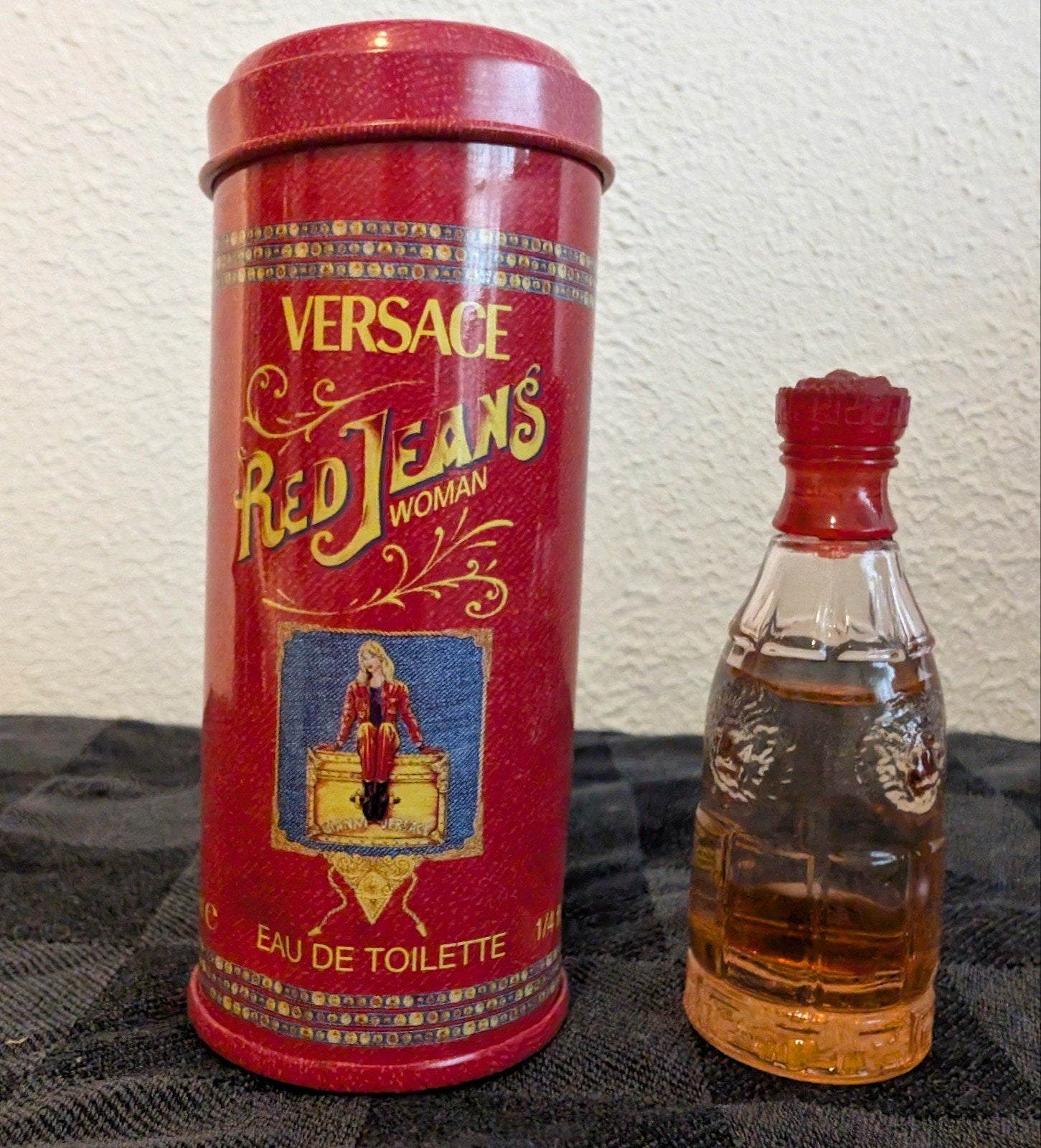 Versace Red Jeans Woman (7,5 ml EDT) – Met origineel blik!, Verzenden, Zo goed als nieuw, Miniatuur