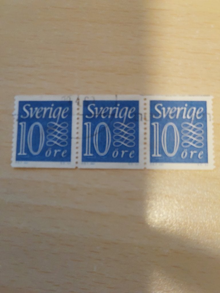 Zweden oud stripje van 3st, Verzenden, Zweden, Gestempeld