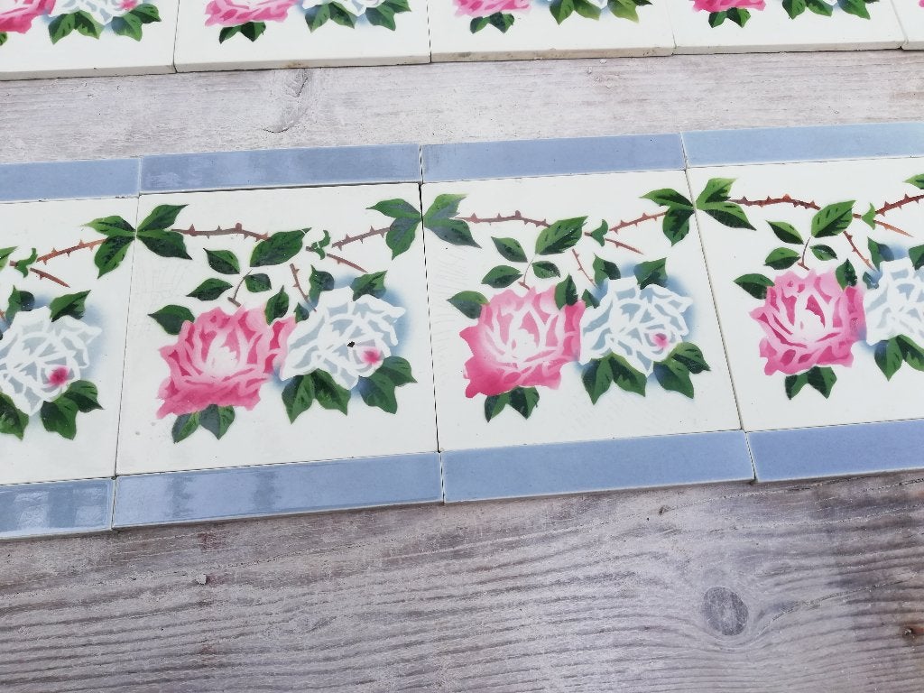 29 stuks art nouveau tegels met prachtige rozenrand, Ophalen