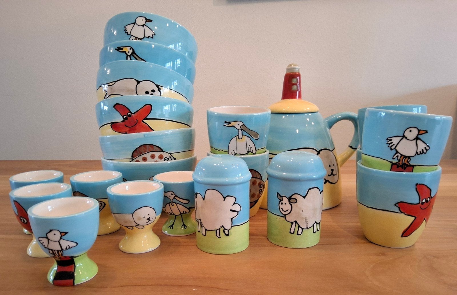 Prachtig 21-delig Texel servies (Texxxel - Kees de Waal), Huis en Inrichting, Ophalen of Verzenden, Zo goed als nieuw, Overige stijlen