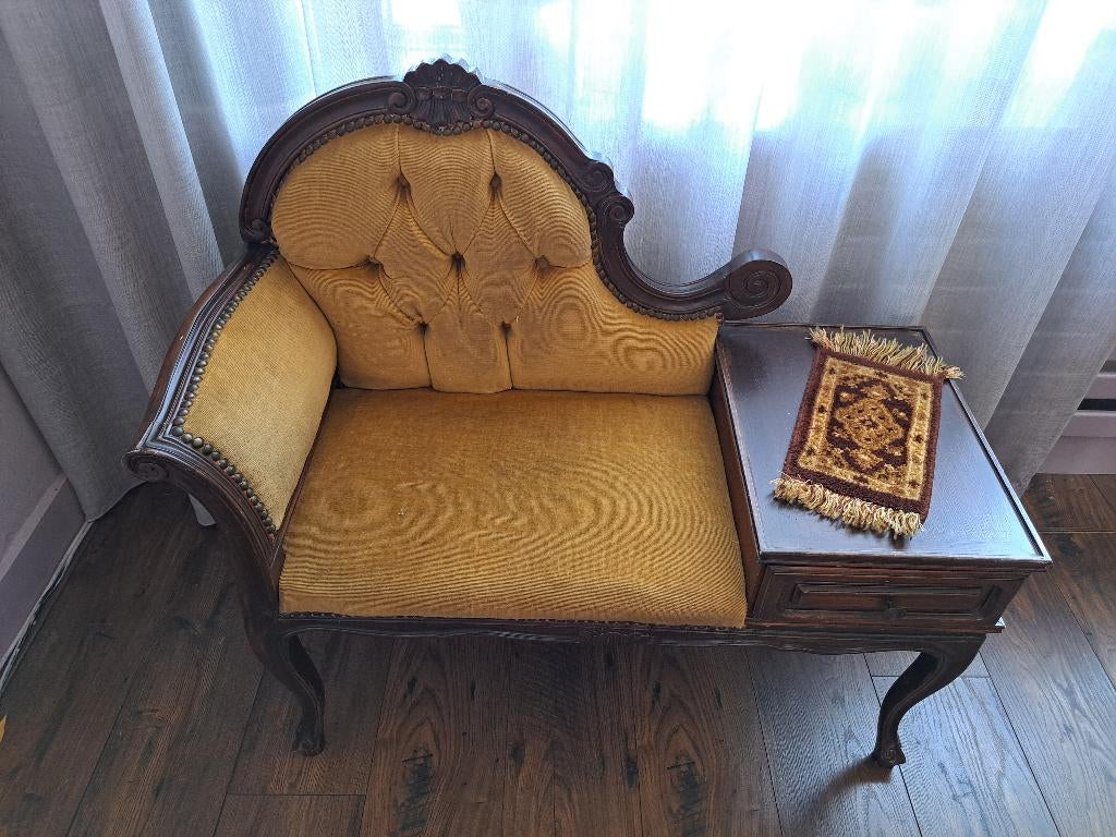 Antiek vintage telefoonbankje, Ophalen