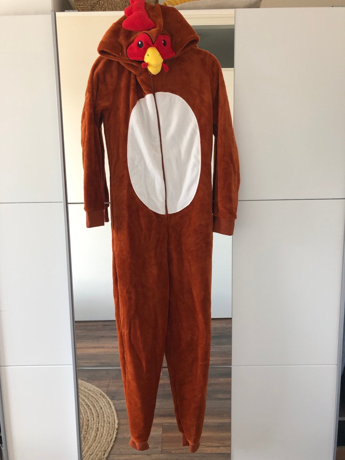 Kippenpak Onesie - Maat XS/S (past ook M/L), Carnaval, Zo goed als nieuw, Kleding, Ophalen