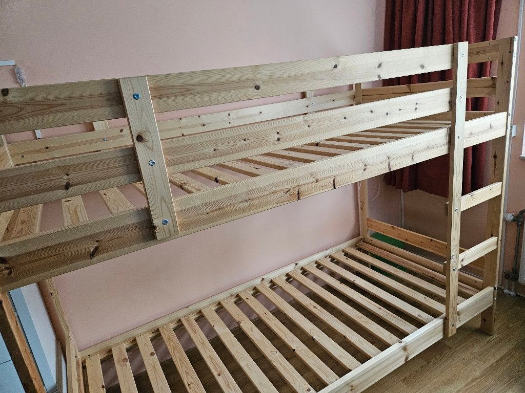 Houten stapelbed 90 x 200 cm, Ophalen, 90 cm, Eenpersoons, Minder dan 160 cm