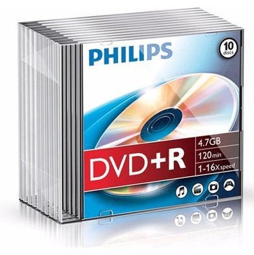 Philips DVD+R 4.7GB 120min 1-16x speed (10 pack), Ophalen of Verzenden, Nieuw, Dvd, Philips