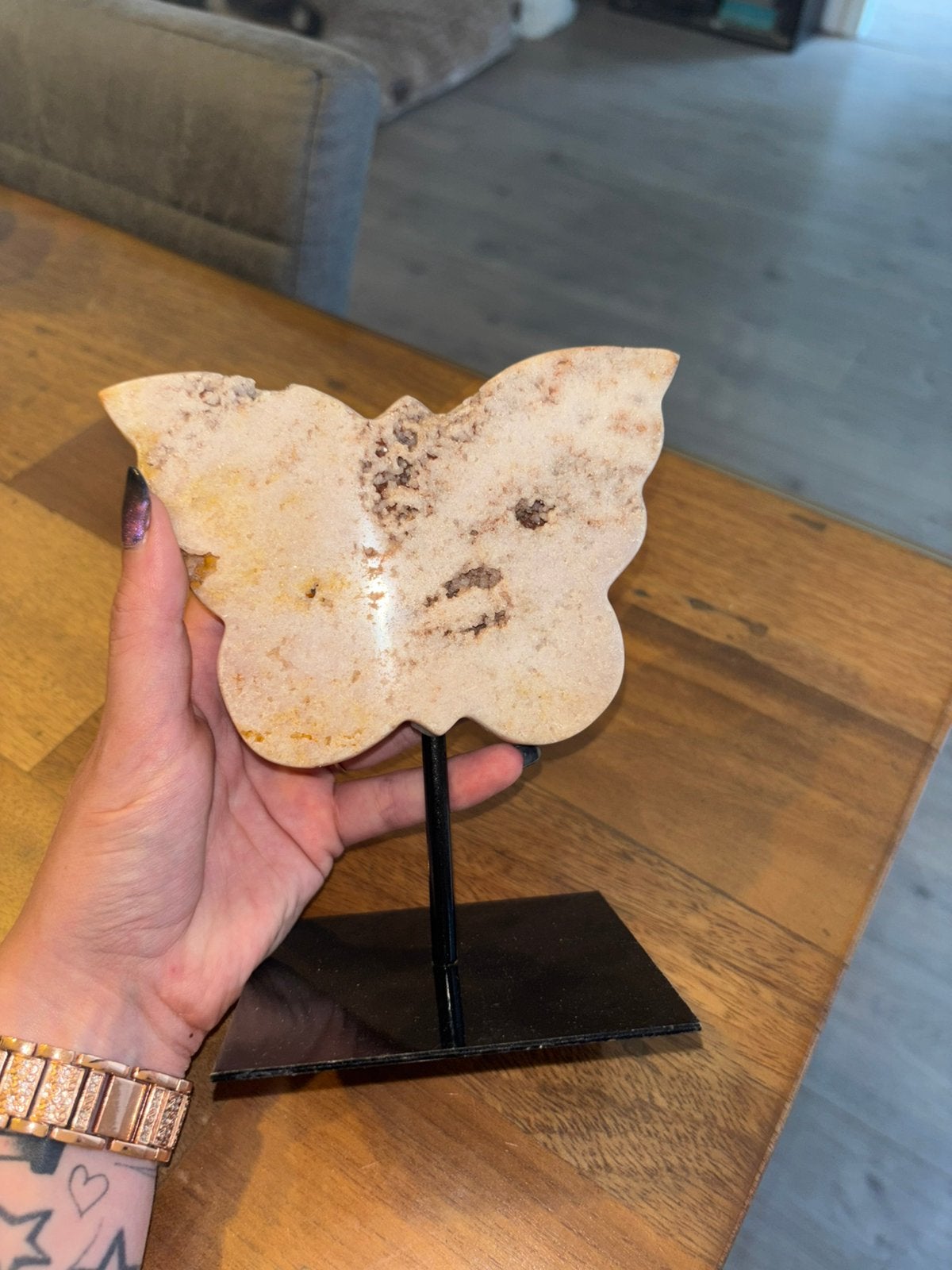 Roze amethist vlinder, Ophalen of Verzenden, Mineraal