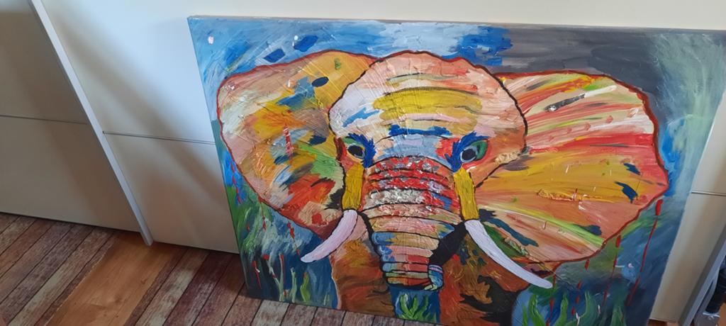 Kleurrijk olifant schilderij - Handgemaakt kunstwerk, Ophalen