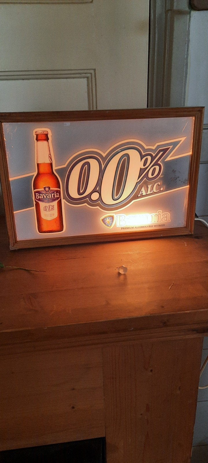 Bavaria 0.0% Alc. Lichtbak Reclamebord, Ophalen of Verzenden, Zo goed als nieuw, Lichtbak of (neon) lamp