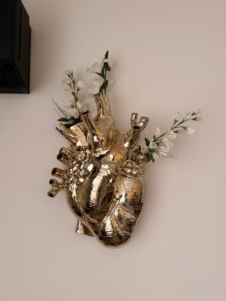 Seletti Hart Vaas Goud - Anatomisch Hart Design, Overige materialen, Overige kleuren, 50 tot 75 cm, Ophalen of Verzenden