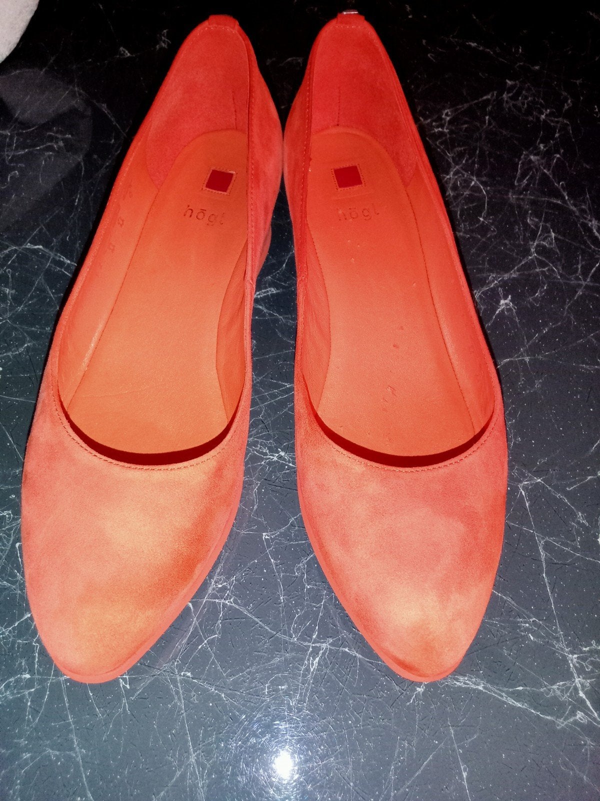 Hogl Ballerina's Oranje Suède Maat 37.5-38, Oranje, Hogl, Gedragen, Ballerina's