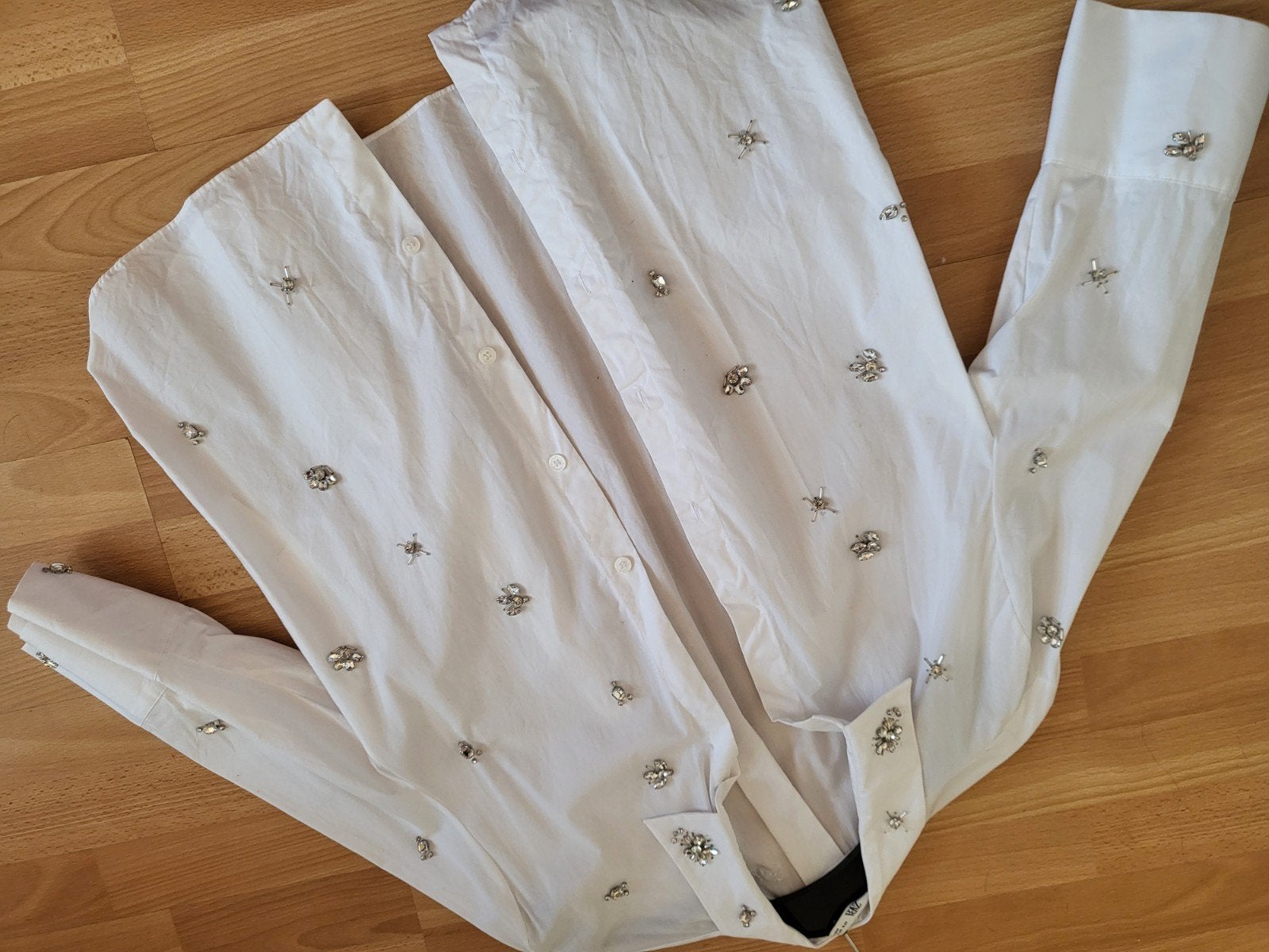 Zara Blouse met strass steentjes - Maat XL, Maat 42/44 (L), Ophalen of Verzenden, Zo goed als nieuw, Wit