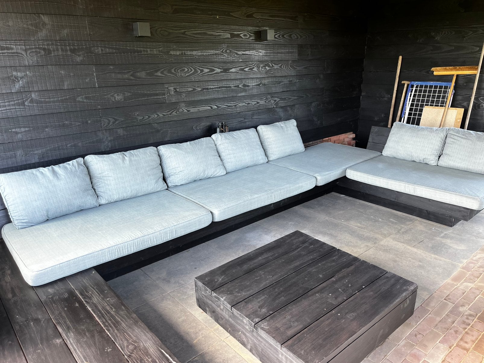 Lounge tuinkussens Madison grijs, Ophalen, Zo goed als nieuw