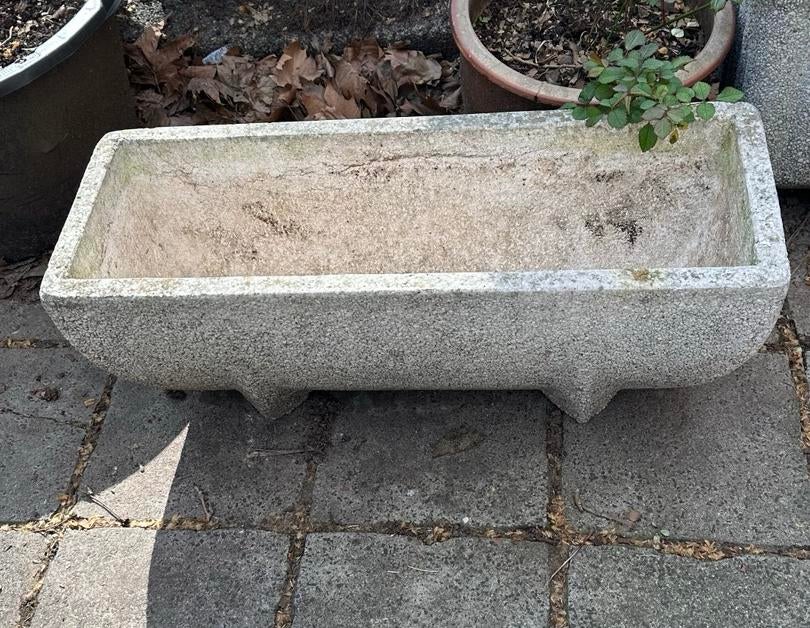 2x Granieten trog plantenbakken, Ophalen, Steen, Minder dan 30 cm, Rond