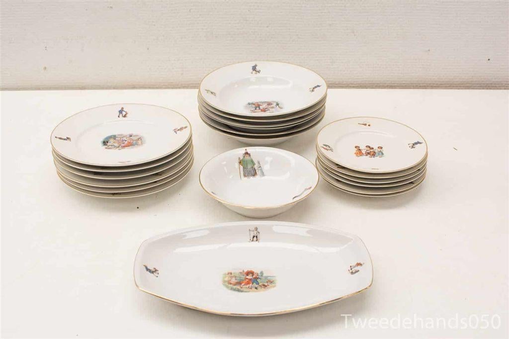 20 delig kinder servies 20319, Ophalen of Verzenden, Gebruikt, Aardewerk, Bord(en)