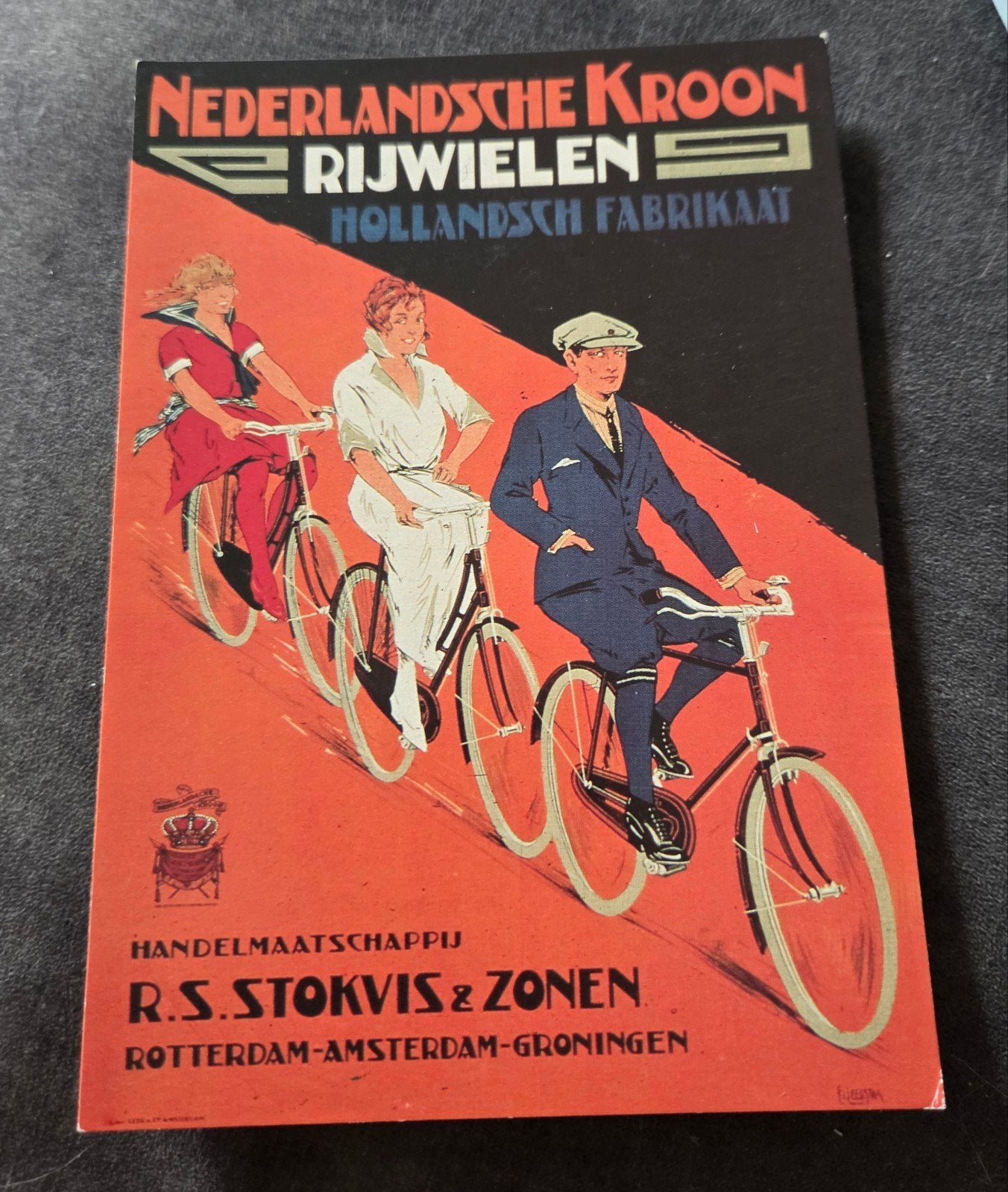 Nederlandsche Kroon Rijwielen - Reclamekaart R.S. Stokvis, Verzenden, 1980 tot heden, Ongelopen, Voertuig