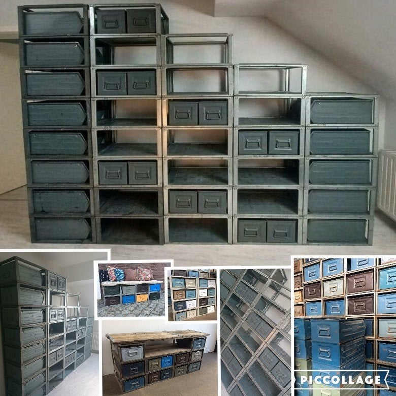 Modulaire KASTEN Ladekast Werkbank Stelling Dressoir TV-kast, Nieuw, Ophalen of Verzenden, Minder dan 100 cm, Metaal