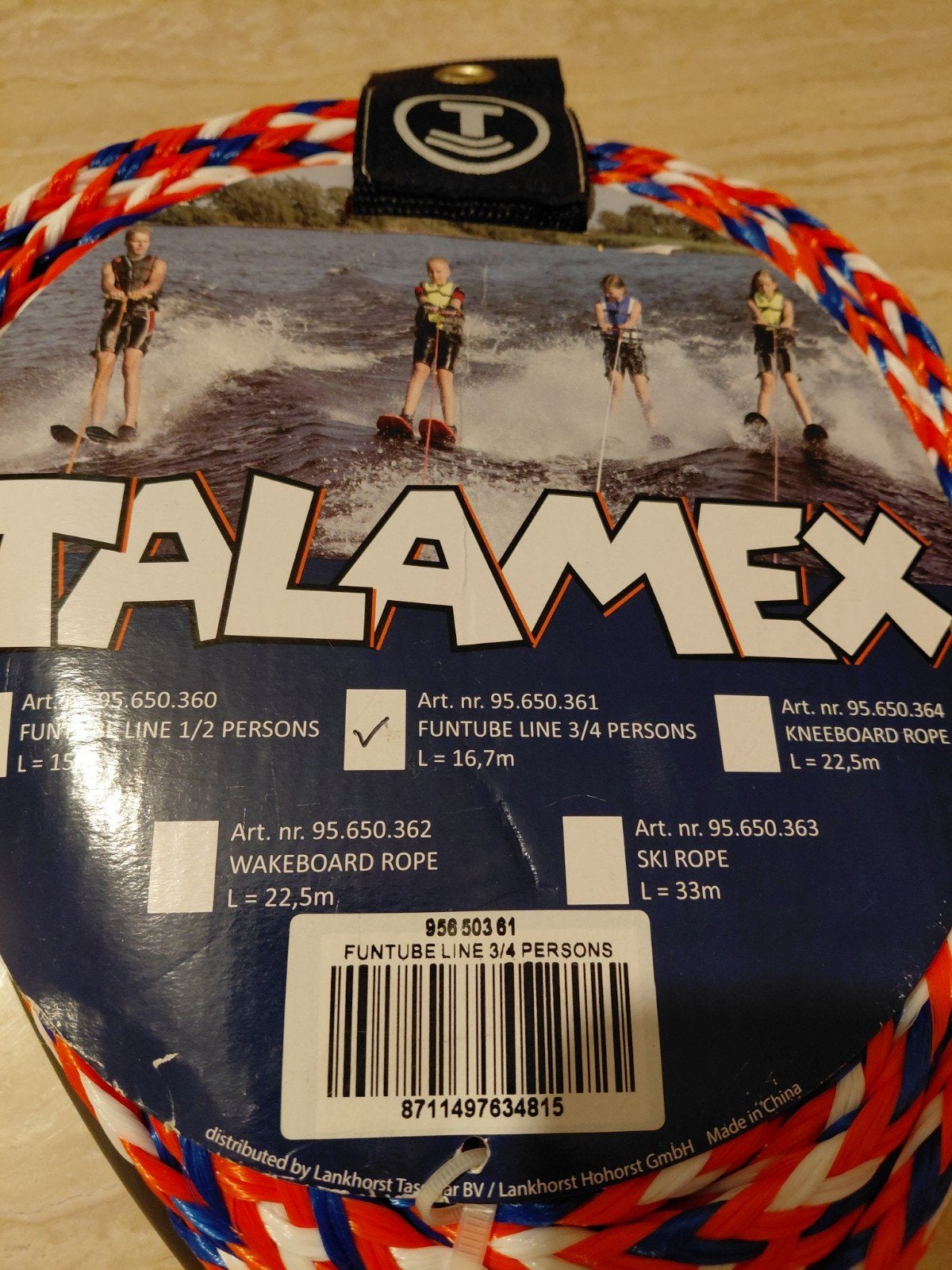 Talamex Funtube sleeplijn trektouw 3-4 personen - 16,7m, Watersport en Boten, Waterski's, Ophalen of Verzenden, Nieuw, Funband of Funtube