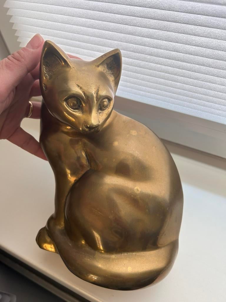 Messing kattenbeeld, Antiek en Kunst, Antiek | Koper en Brons, Ophalen of Verzenden