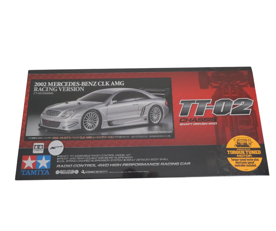 Tamiya 58722 1:10 RC MB CLK AMG 2002 TT-02, Elektro, Nieuw, Ophalen of Verzenden, Schaal 1:10