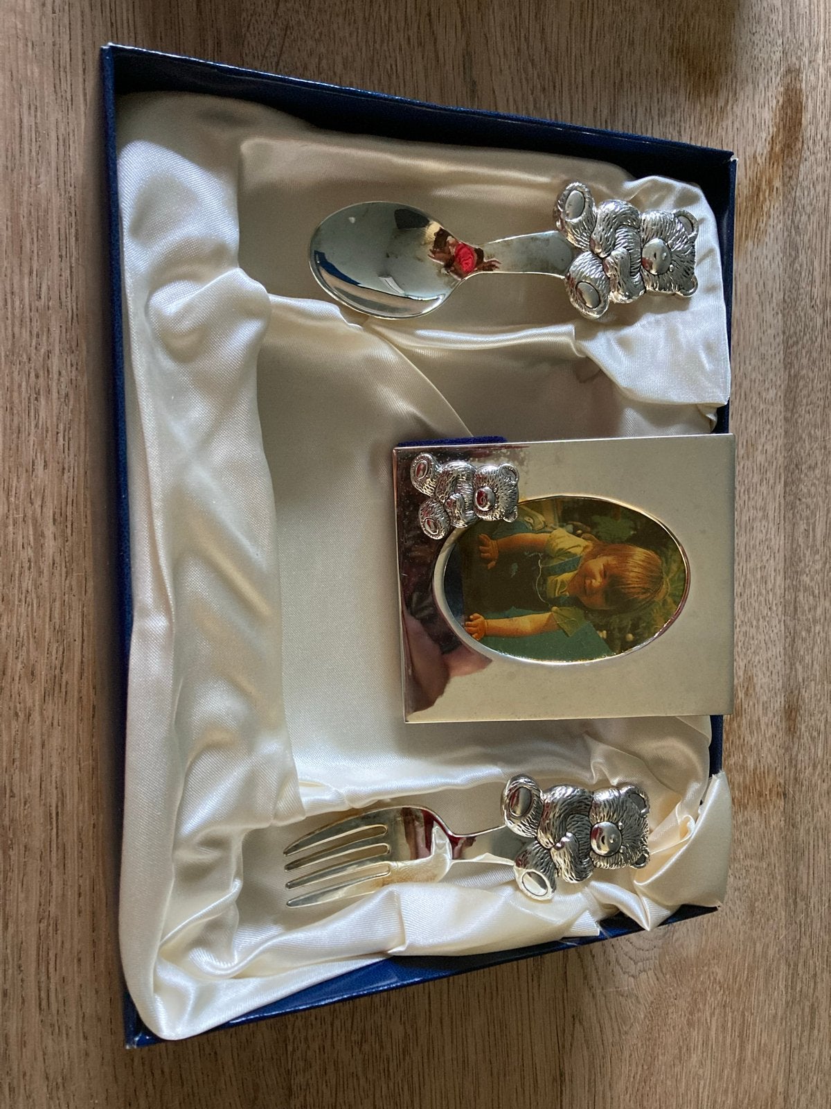Kraamcadeau: Bestekset en fotolijstje met beertjes, Ophalen of Verzenden, Nieuw, Kraamcadeau