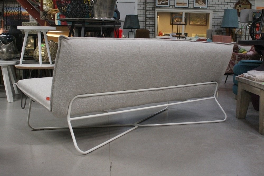 2 x luxe tuinbank EARL Jess Design metaal stof beige bank, Ophalen, Zo goed als nieuw, Overige materialen