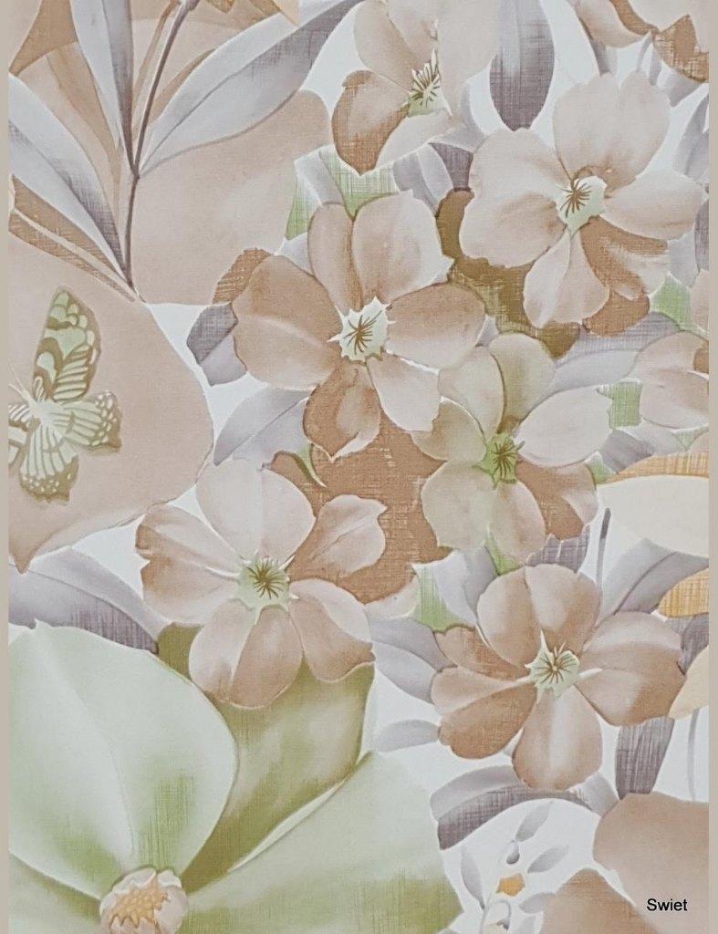 6602 vintage bloemen vlinder wallpaper 70s pastel swiet, Verzenden, Minder dan 10 m², Bruin