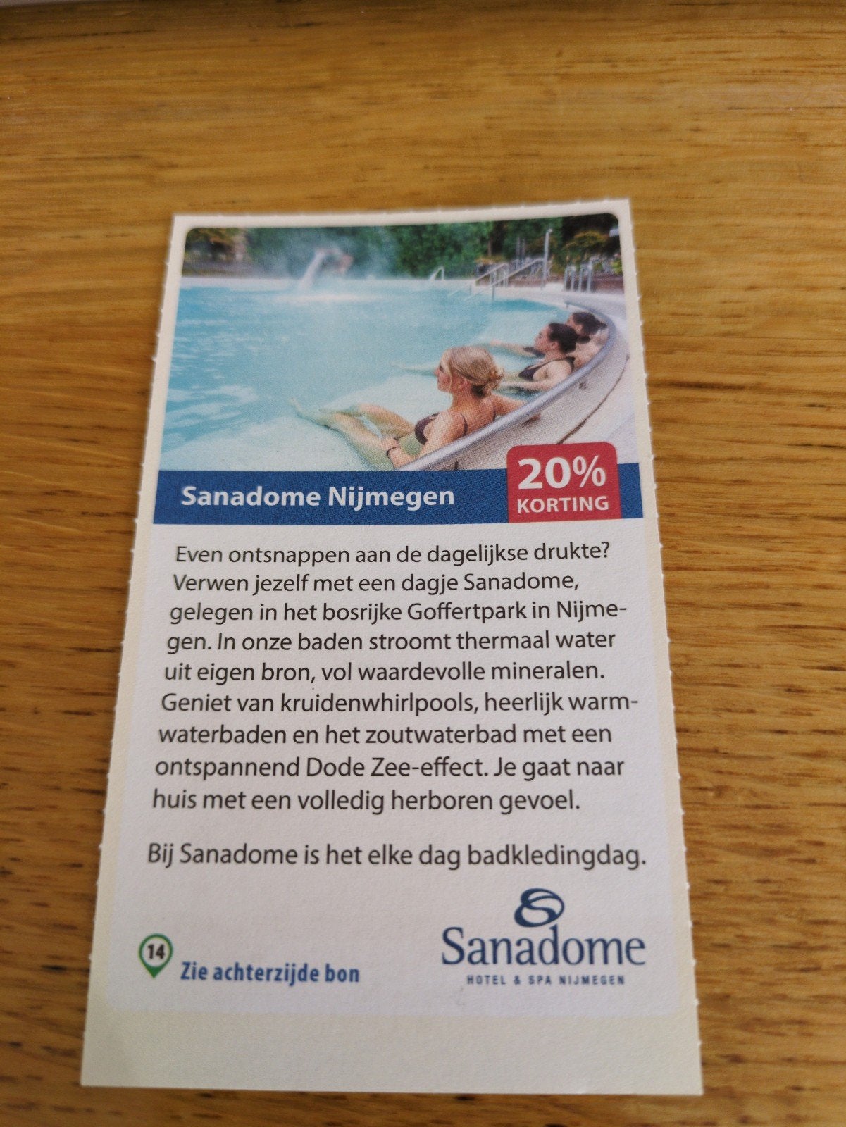 Kortingsbon voor Sanadome Nijmegen, 20 % korting, Tickets en Kaartjes, Kortingen en Cadeaubonnen, Drie personen of meer, Kortingsbon