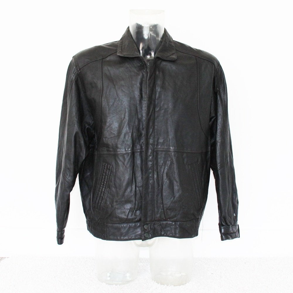 Mooie Vintage Leren Heren Jas284* (Maat 54) € 70,-, Maat 52/54 (L), Zwart, Vintage, Ophalen of Verzenden
