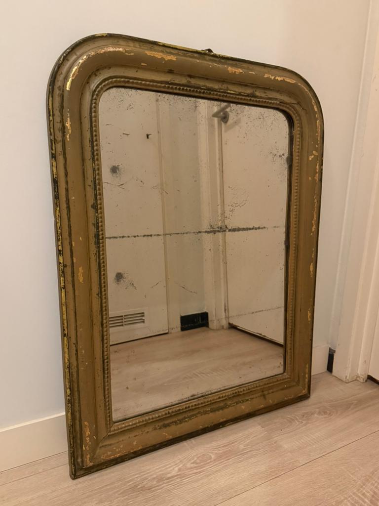 Een antieke brocante spiegel, Antiek en Kunst, Antiek | Spiegels, Ophalen, Ovaal, Minder dan 50 cm
