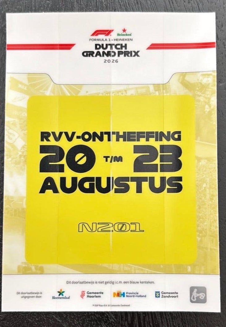 F1 doorlaatbewijzen dutch grand prix 2026, Tickets en Kaartjes