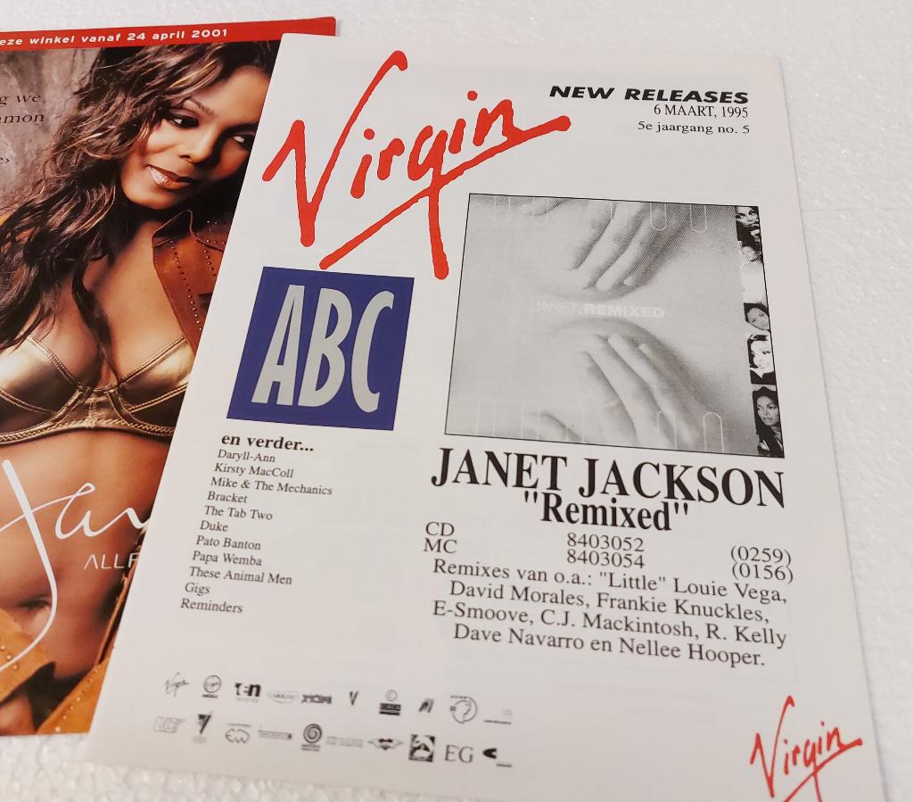 Janet Jackson 3 x PROMO FOLDERS Virgin Jacksons Michael, Verzamelen, Verzenden, NvT, -Virgin, Boek, Tijdschrift of Artikel