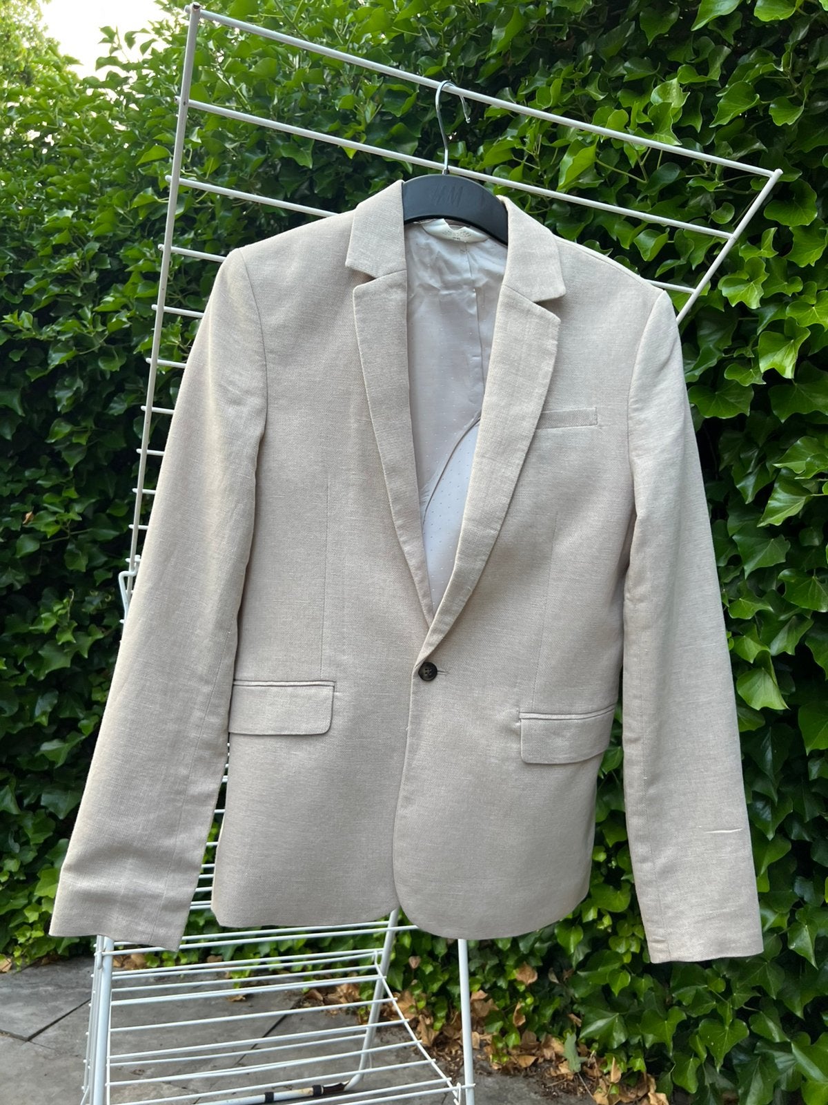 Linnen beige blazer colbert jasje van H&M, Ophalen of Verzenden, Zo goed als nieuw, Jongen, Jas