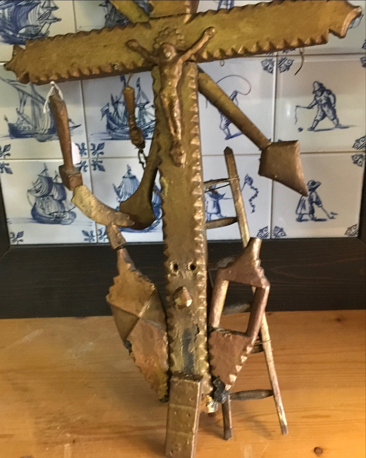 Antiek Passie of Lijdenskruis - 50x30 cm, Antiek en Kunst, Ophalen of Verzenden
