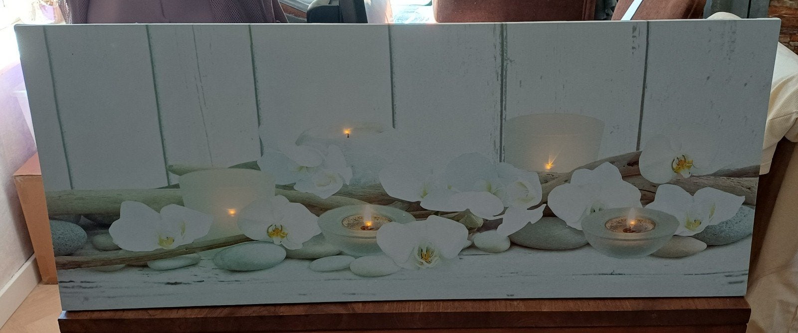 Canvas schilderij met LED verlichting, Ophalen, Gebruikt, Modern, Wit