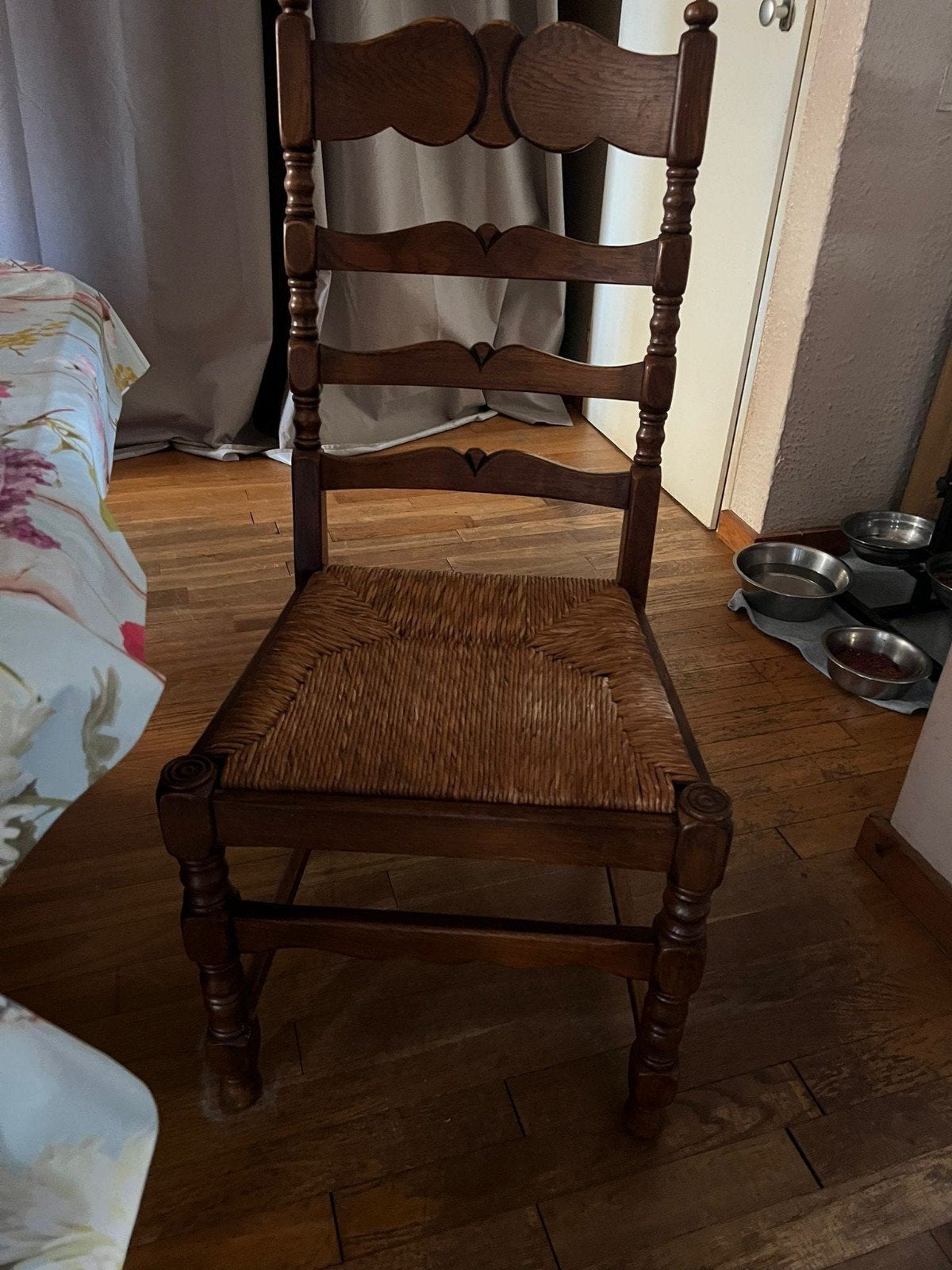 Antieke eettafel met gedraaide poten en 6 stoelen, Antiek en Kunst, Ophalen