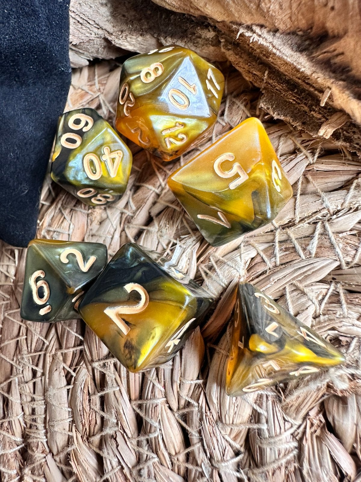 DND Dice / amber zwart / dobbelstenen / RPG / D&D / Nieuw, Hobby en Vrije tijd, Wargaming, Ophalen of Verzenden, Nieuw, Overige soorten
