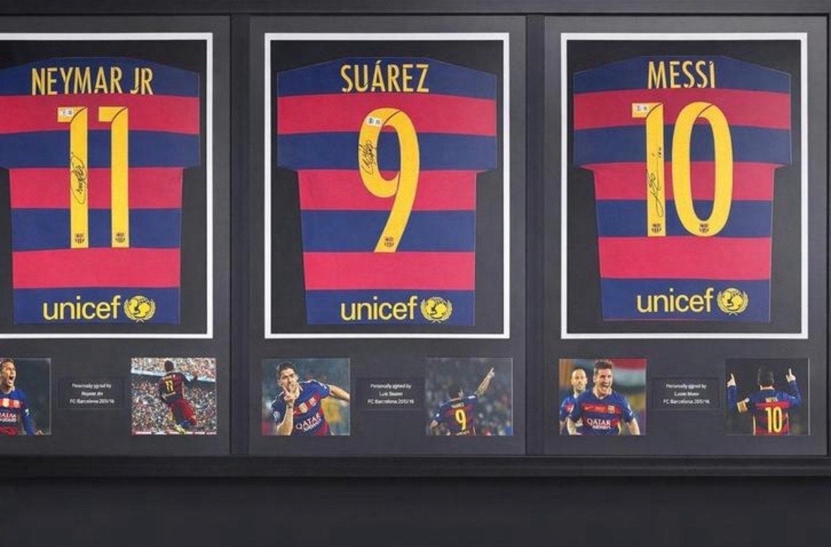 Messi Neymar Suárez Gesigneerd Barcelona – Beckett, Ophalen, Zo goed als nieuw, Buitenlandse clubs, Shirt