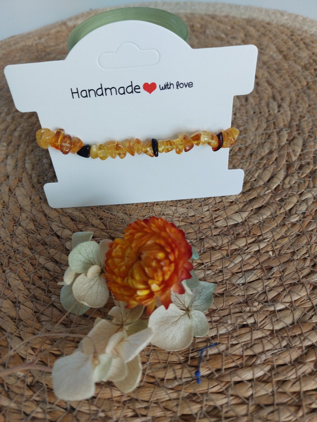 Handgemaakte Armband van Echte Baltische Barnsteen, Sieraden, Tassen en Uiterlijk, Overige materialen, Met bedels of kralen, Geel