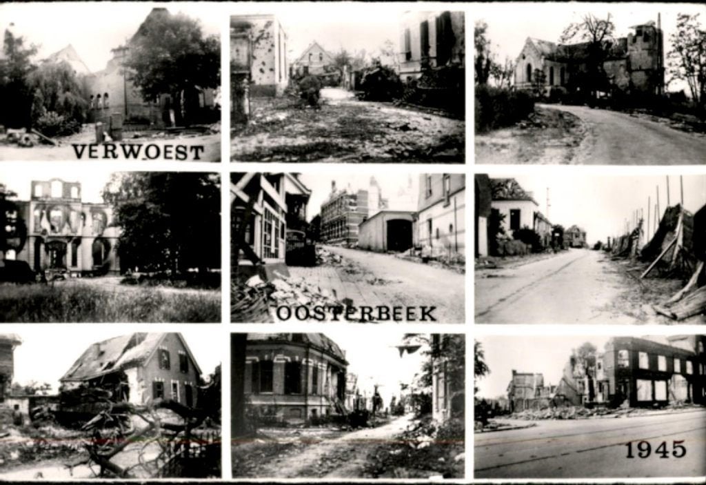 Oosterbeek KVR04 1262 9 Foto's van verwoestende Oosterbeek, Verzenden, 1940 tot 1960, Ongelopen, Gelderland