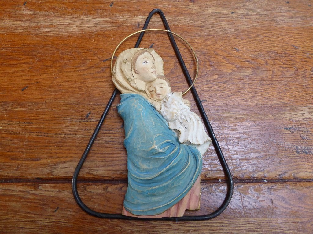 Vintage wanddecoratie Maria en Jezus, Ophalen of Verzenden