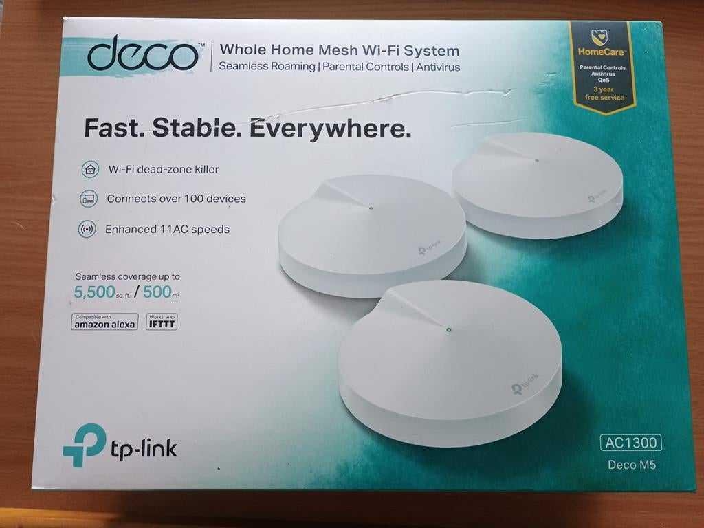 TP-Link wifi mesh systeem Deco M5(3-pack) ac1300, Computers en Software, WiFi-versterkers, Ophalen of Verzenden, Zo goed als nieuw