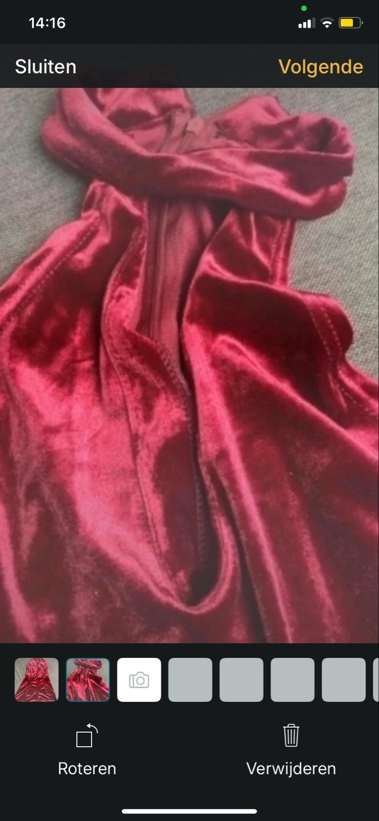 Rode fluwelen playsuit maat 36, Ophalen of Verzenden, Gedragen, Maat 36 (S), Rood