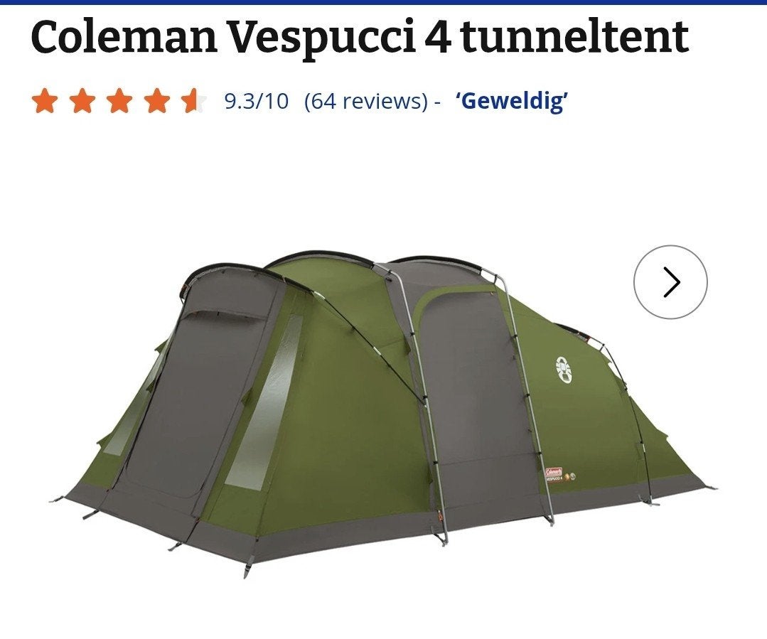Coleman Vespucci 4 tunneltent - Ruime gezinstent, Ophalen, Gebruikt