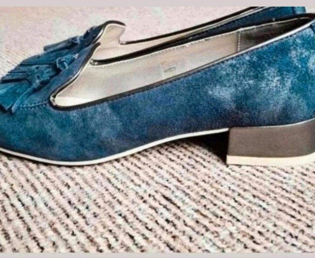 ESS’M blauwe loafers met kwastjes – maat 38, Essem, Blauw, Instappers, Ophalen of Verzenden