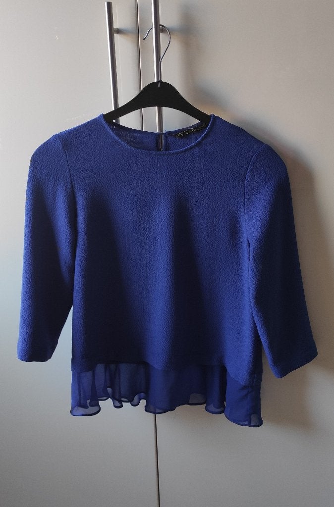 Blauwe moderne blouse van ZARA maat M In prima staat, Maat 38/40 (M), Blauw, Zara, Ophalen of Verzenden