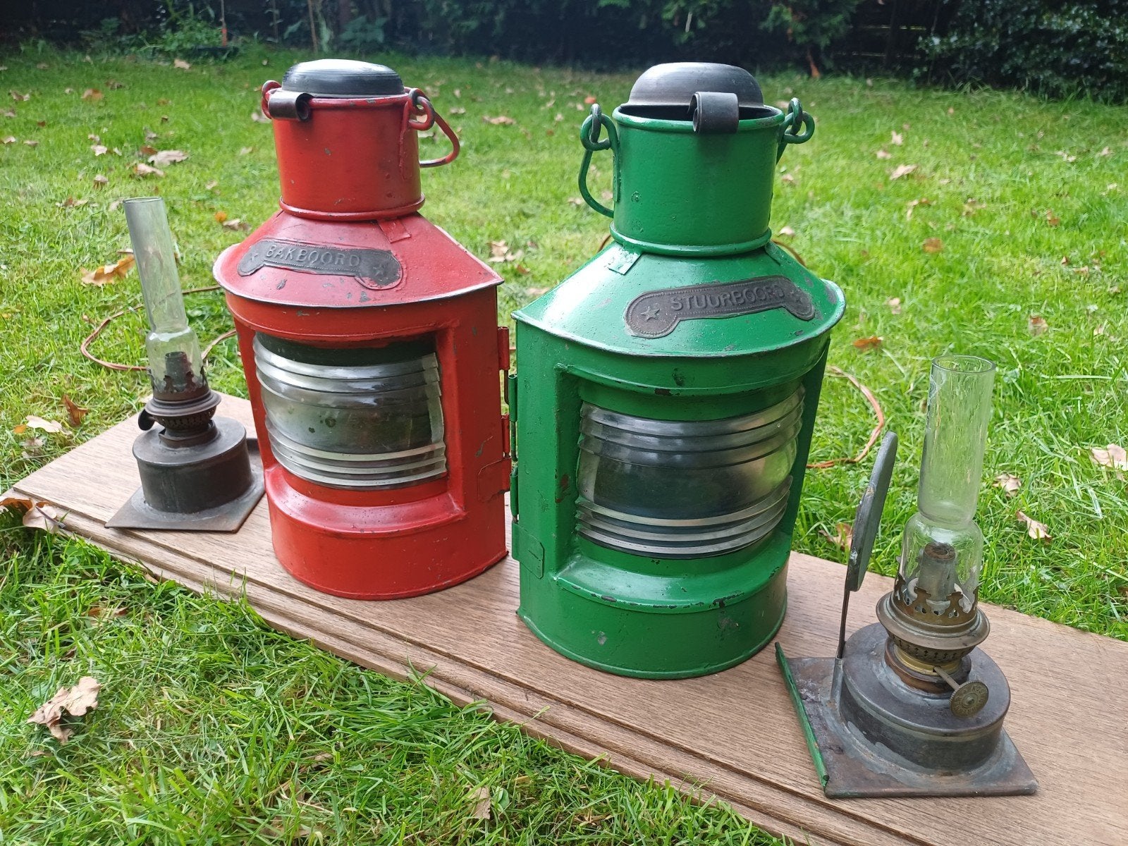 Antieke scheepslampen (stuurboord en bakboord) 12V, Ophalen of Verzenden